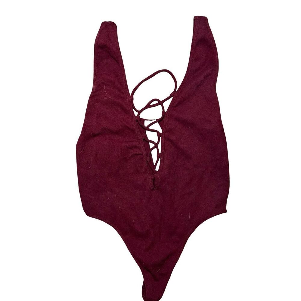 Women's Burgundy and Red Bodysuit
